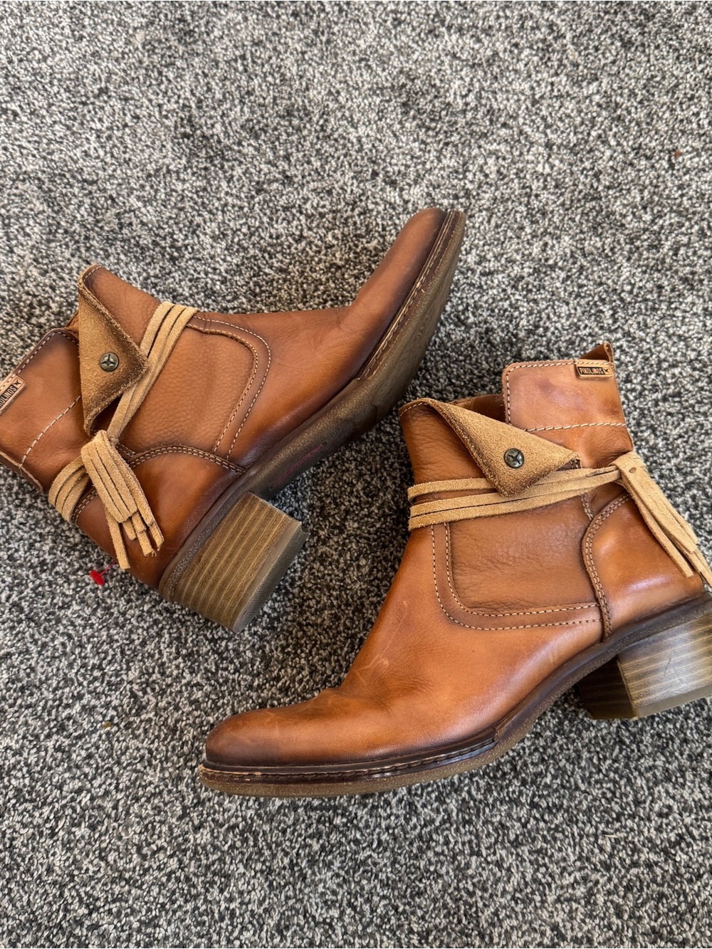 Pikolinos Zaragoza W9H-8800 Brandy Cognac Leather Ankle Boots EU 38 US 7.5 - Picture 8 of 11